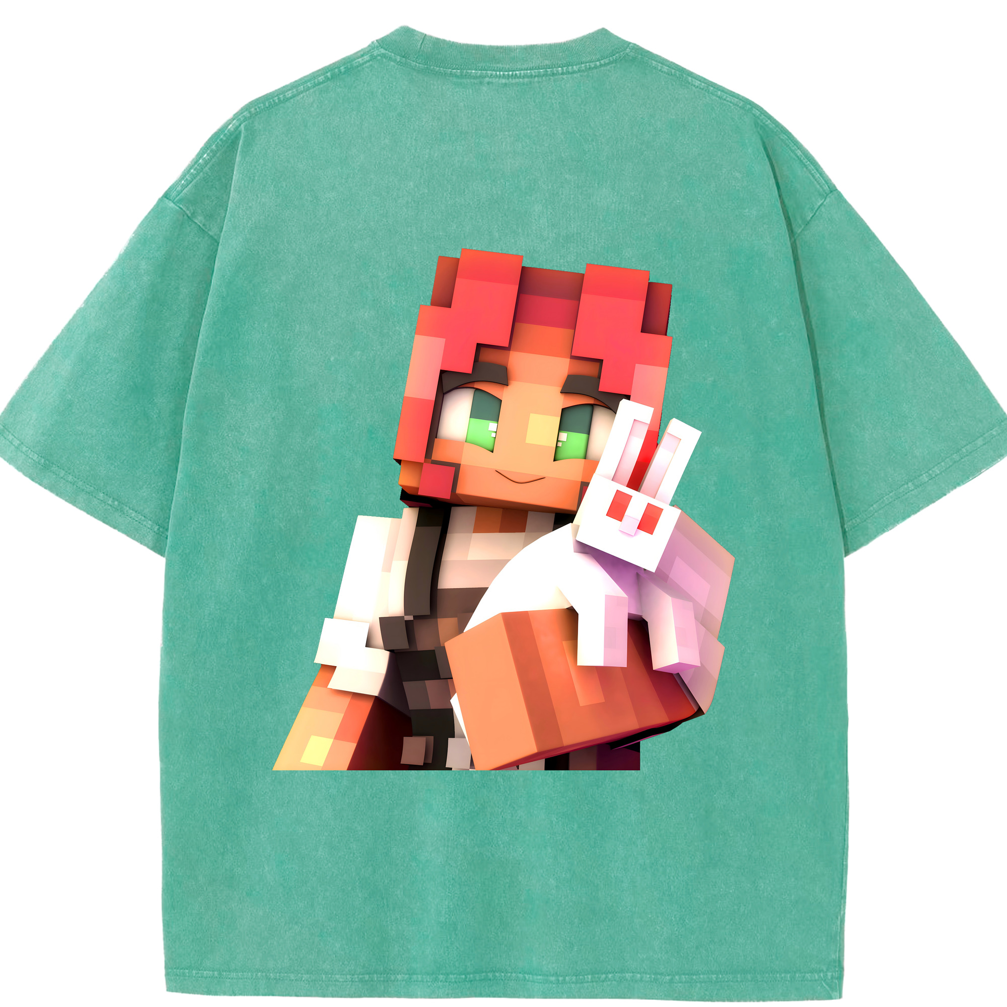 （画像用） マインクラフト ブロックの世界 Minecraft MC Block world 綿100% ヴィンテージ風 半袖Tシャツ（背面プリント）